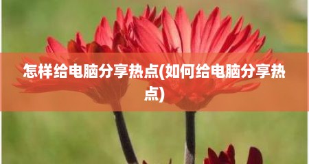 怎样给电脑分享热点(如何给电脑分享热点)
