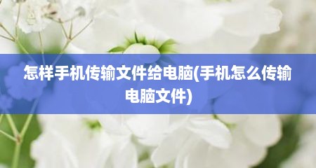 怎样手机传输文件给电脑(手机怎么传输电脑文件)