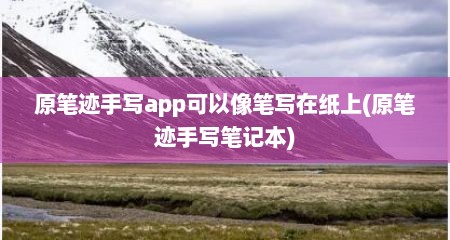 原笔迹手写app可以像笔写在纸上(原笔迹手写笔记本)