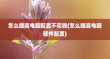 怎么提高电脑配置不花钱(怎么提高电脑硬件配置)
