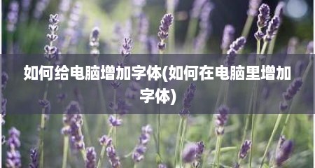 如何给电脑增加字体(如何在电脑里增加字体)