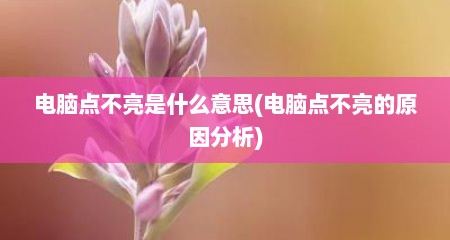电脑点不亮是什么意思(电脑点不亮的原因分析)