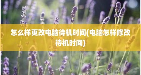 怎么样更改电脑待机时间(电脑怎样修改待机时间)