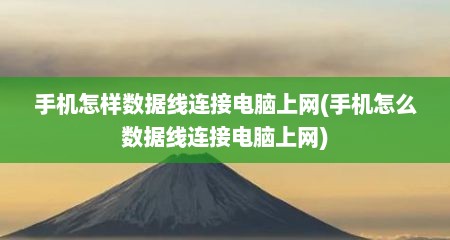 手机怎样数据线连接电脑上网(手机怎么数据线连接电脑上网)