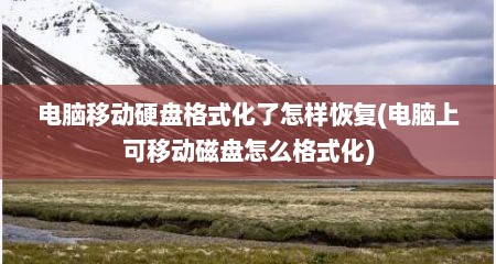 电脑移动硬盘格式化了怎样恢复(电脑上可移动磁盘怎么格式化)