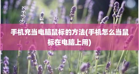 手机充当电脑鼠标的方法(手机怎么当鼠标在电脑上用)
