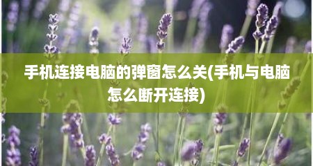 手机连接电脑的弹窗怎么关(手机与电脑怎么断开连接)