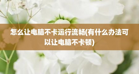 怎么让电脑不卡运行流畅(有什么办法可以让电脑不卡顿)