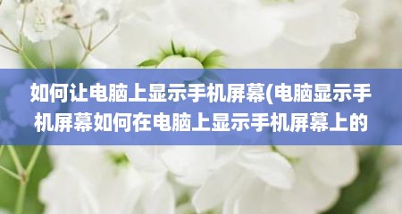 如何让电脑上显示手机屏幕(电脑显示手机屏幕如何在电脑上显示手机屏幕上的图标)