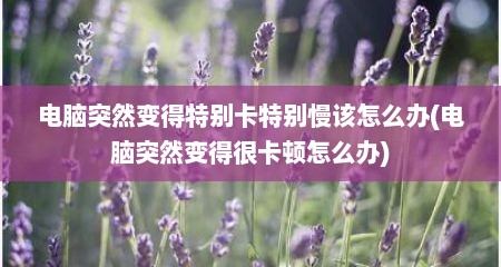 电脑突然变得特别卡特别慢该怎么办(电脑突然变得很卡顿怎么办)