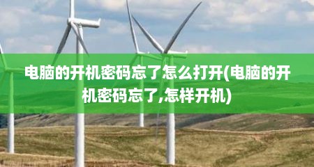 电脑的开机密码忘了怎么打开(电脑的开机密码忘了,怎样开机)