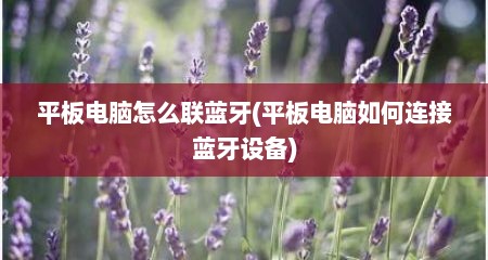 平板电脑怎么联蓝牙(平板电脑如何连接蓝牙设备)
