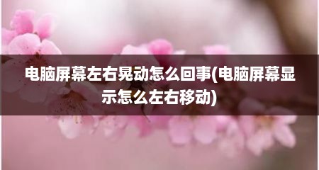 电脑屏幕左右晃动怎么回事(电脑屏幕显示怎么左右移动)