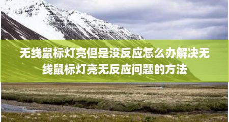 无线鼠标灯亮但是没反应怎么办解决无线鼠标灯亮无反应问题的方法