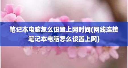 笔记本电脑怎么设置上网时间(网线连接笔记本电脑怎么设置上网)