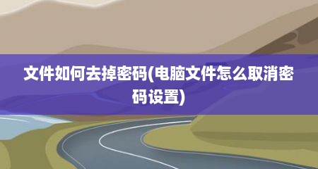 文件如何去掉密码(电脑文件怎么取消密码设置)