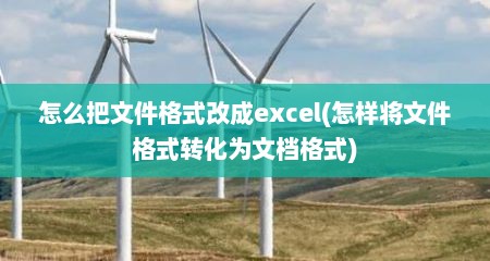 怎么把文件格式改成excel(怎样将文件格式转化为文档格式)