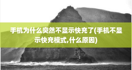 手机为什么突然不显示快充了(手机不显示快充模式,什么原因)