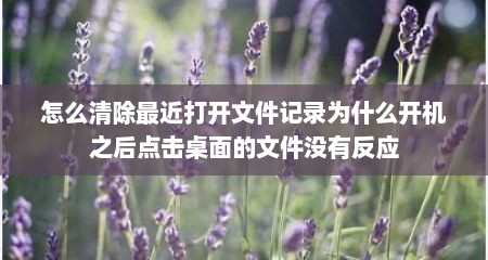 怎么清除最近打开文件记录为什么开机之后点击桌面的文件没有反应