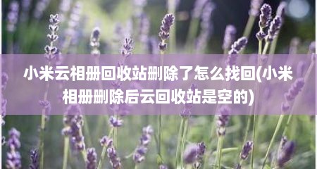 小米云相册回收站删除了怎么找回(小米相册删除后云回收站是空的)