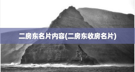 二房东名片内容(二房东收房名片)