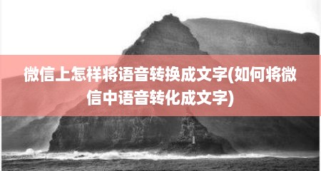 微信上怎样将语音转换成文字(如何将微信中语音转化成文字)