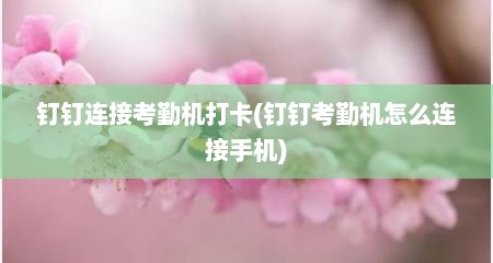 钉钉连接考勤机打卡(钉钉考勤机怎么连接手机)