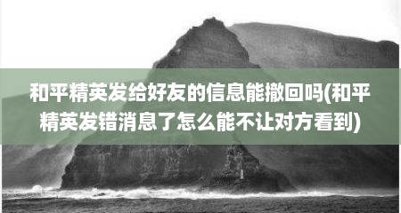 和平精英发给好友的信息能撤回吗(和平精英发错消息了怎么能不让对方看到)