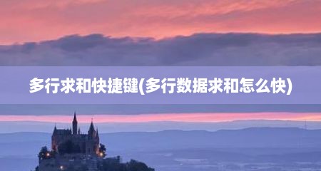 多行求和快捷键(多行数据求和怎么快)