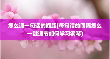 怎么调一句话的间距(每句话的间隔怎么一键调节如何学习钢琴)