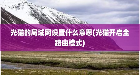 光猫的局域网设置什么意思(光猫开启全路由模式)