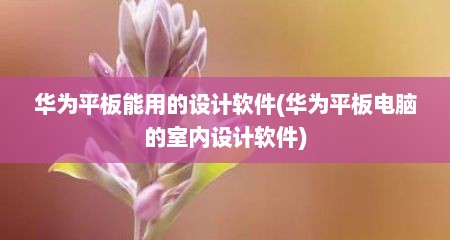 华为平板能用的设计软件(华为平板电脑的室内设计软件)