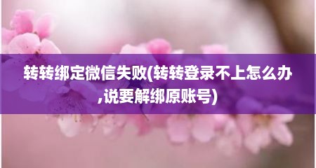 转转绑定微信失败(转转登录不上怎么办,说要解绑原账号)