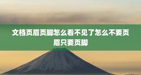 文档页眉页脚怎么看不见了怎么不要页眉只要页脚