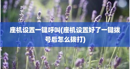 座机设置一键呼叫(座机设置好了一键拨号后怎么拨打)