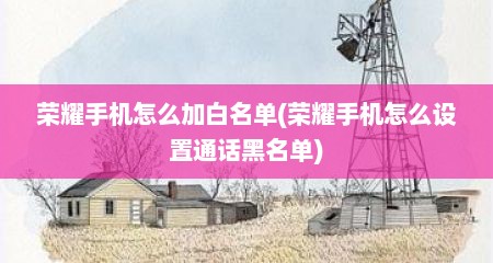 荣耀手机怎么加白名单(荣耀手机怎么设置通话黑名单)