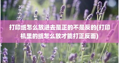 打印纸怎么放进去是正的不是反的(打印机里的纸怎么放才能打正反面)