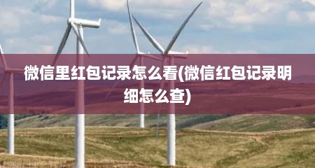 微信里红包记录怎么看(微信红包记录明细怎么查)