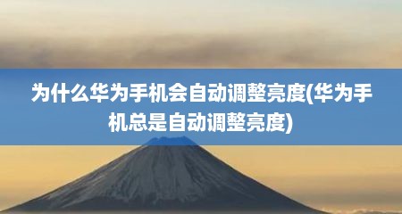 为什么华为手机会自动调整亮度(华为手机总是自动调整亮度)