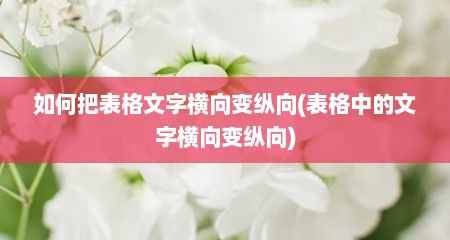 如何把表格文字横向变纵向(表格中的文字横向变纵向)