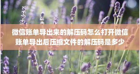 微信账单导出来的解压码怎么打开微信账单导出后压缩文件的解压码是多少