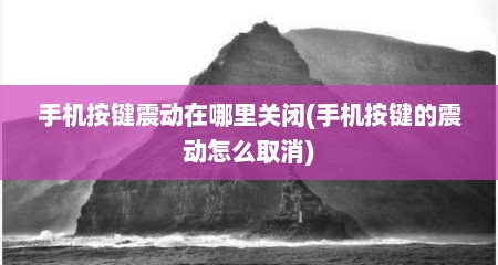 手机按键震动在哪里关闭(手机按键的震动怎么取消)