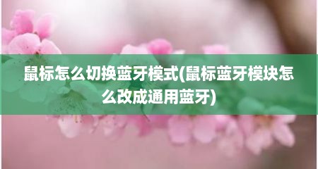 鼠标怎么切换蓝牙模式(鼠标蓝牙模块怎么改成通用蓝牙)