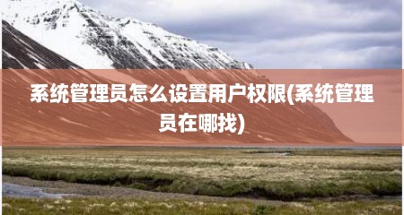 系统管理员怎么设置用户权限(系统管理员在哪找)