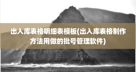 出入库表格明细表模板(出入库表格制作方法用做的批号管理软件)