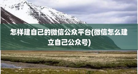 怎样建自己的微信公众平台(微信怎么建立自己公众号)