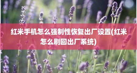 红米手机怎么强制性恢复出厂设置(红米怎么刷回出厂系统)