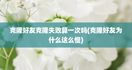 克隆好友克隆失败算一次吗(克隆好友为什么这么慢)