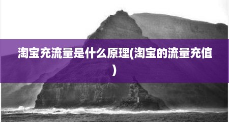 淘宝充流量是什么原理(淘宝的流量充值)