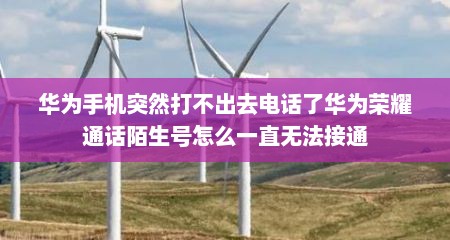 华为手机突然打不出去电话了华为荣耀通话陌生号怎么一直无法接通